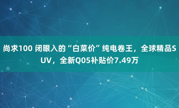 尚求100 闭眼入的“白菜价”纯电卷王，全球精品SUV，全新Q05补贴价7.49万