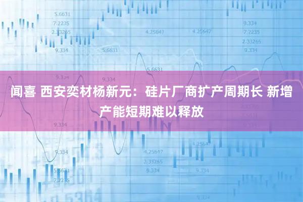 闻喜 西安奕材杨新元：硅片厂商扩产周期长 新增产能短期难以释放